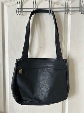 Vintage Libaire USA Soft Thick Navy Blue Pebbled Leather Shoulder Bag